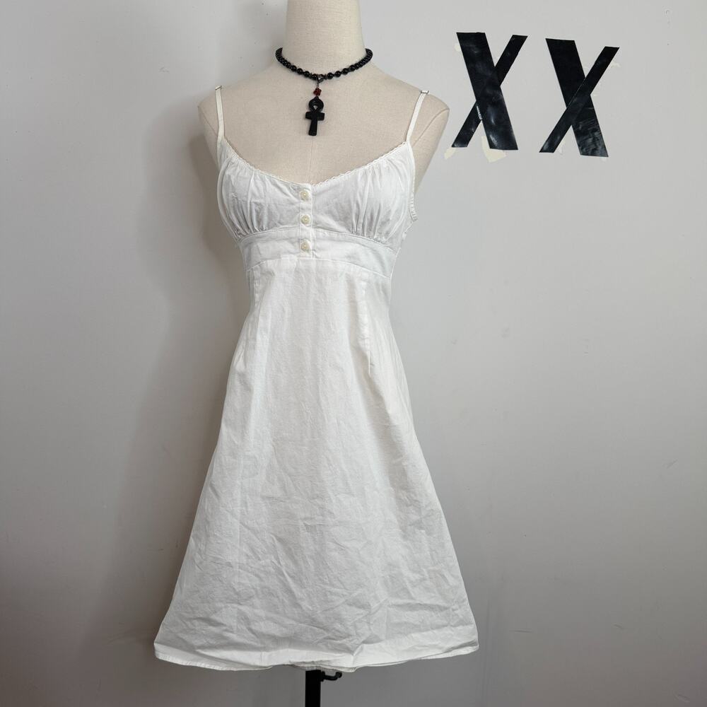 Y2K John Galt Brandy Melville Babydoll Cotton A-line Mini Dress White XS
